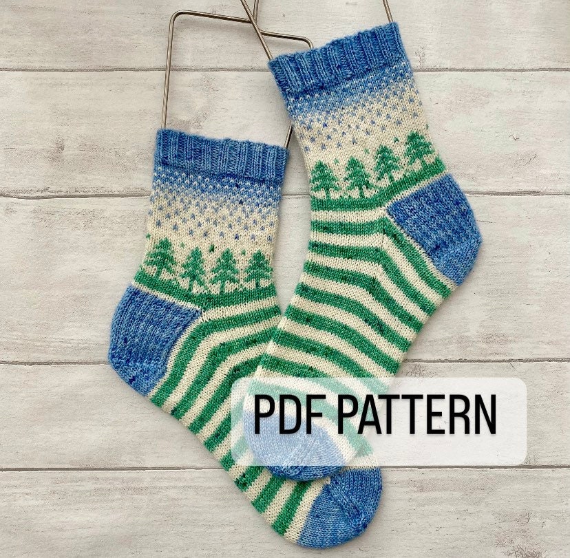 winter-holiday-socks-pdf-knitting-pattern-digital-download-sock-knitting-pattern-colour-work-knitting-etsy