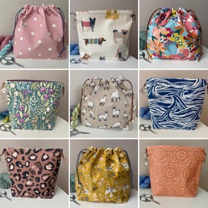 Kleine Projekt-Tasche mit verschiedenen Motiven zur Auswahl. Perfekt zum Aufbewahren kleiner Projekte wie Socken, Mützen, Handschuhe, Spielzeug 24 cm x 22 cm x 8 cm