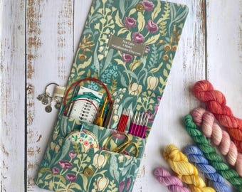 Crafters storage pouch - Floral cotton canvas print. Perfect for organising.