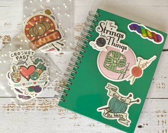Crafting Stickers: Knitting, Crochet Theme - 12 Piece Set