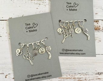 Set of 5 Craft theme Stitch markers/Progress keepers for knitting and crochet projects. Choose your preferred fitting