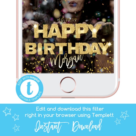 Joyeux Anniversaire Snapchat Filtre Glitter Geofilter Etsy France