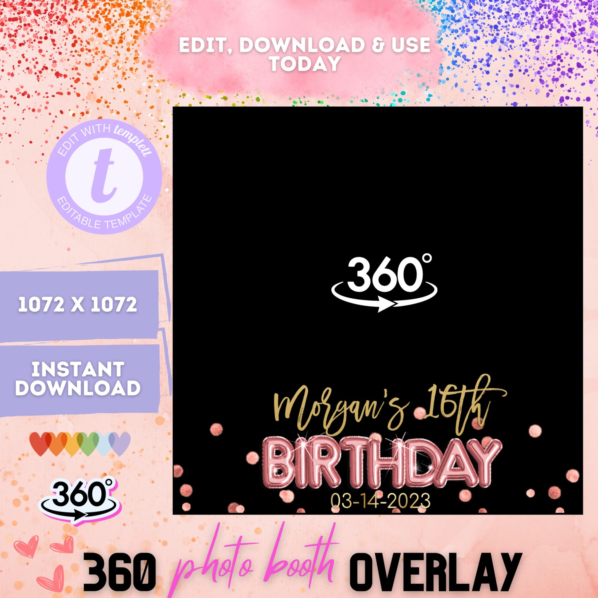 Birthday 360 Video Photo Booth Overlay Touchpix Overlay Bday Photo ...
