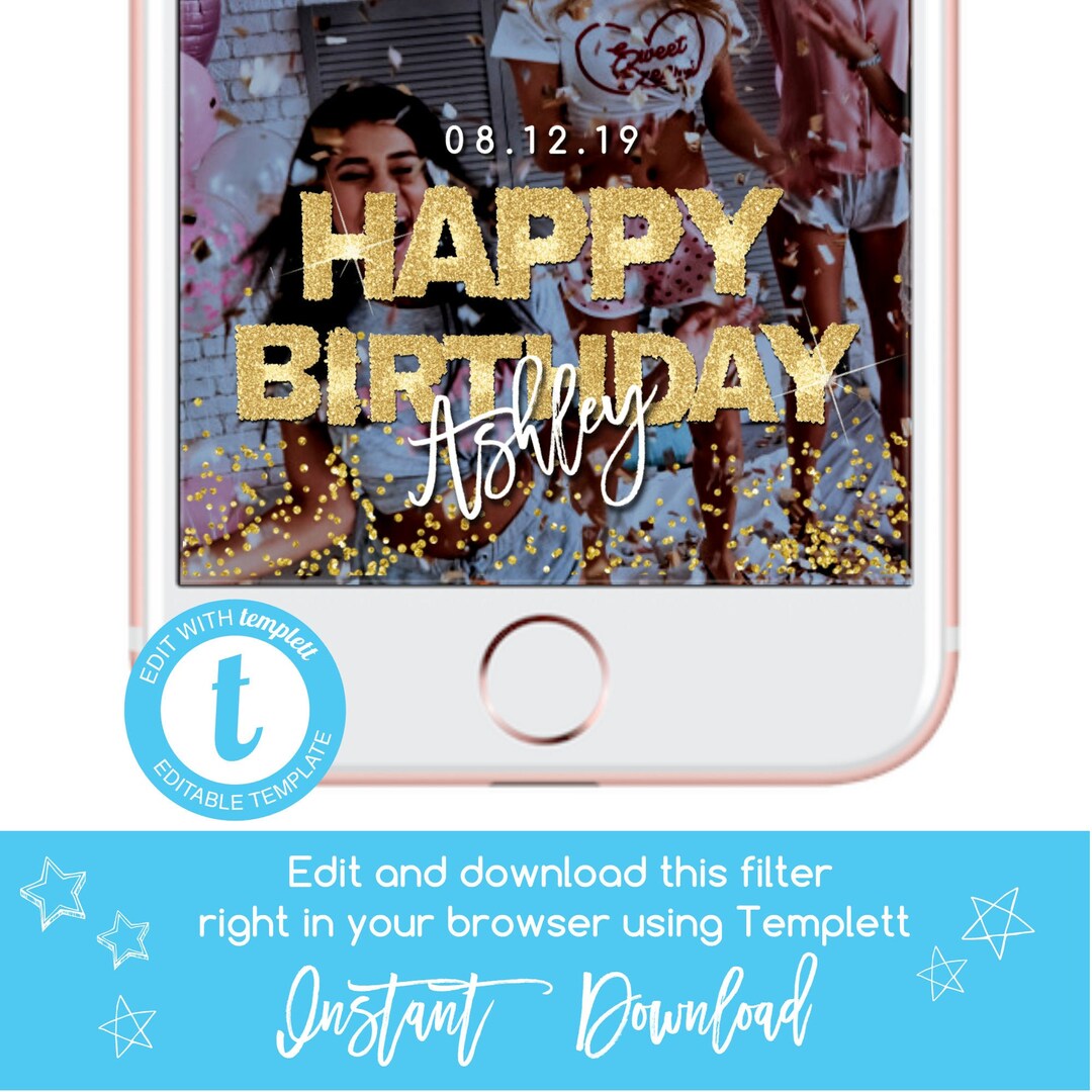 Happy Birthday Snapchat Filterglitter Geofilter Snapchat Etsy