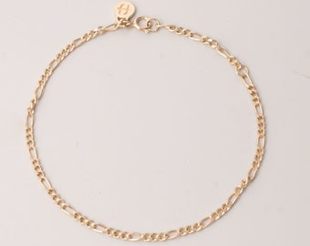 Figaro bracelet with different chain links, adjustable length, in different colors, recycled sterling silver 18k gold plated