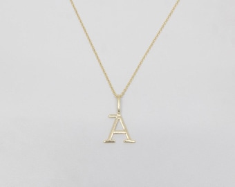 Custom letter letter necklace 14k solid gold recycled