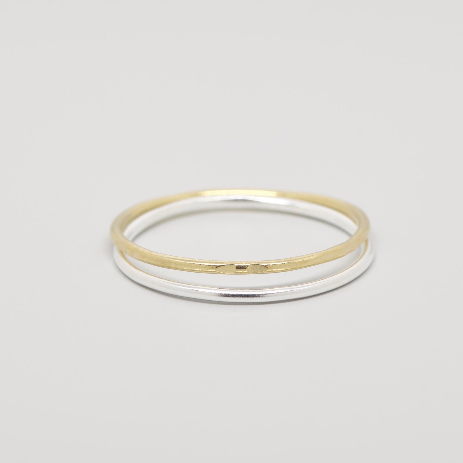 Double Ring With 2 Rings in 2 Colors Recycled Sterling Silver - Etsy