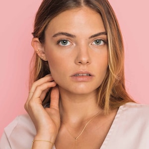 Offener doppelter Ear Cuff, Ohrklemme ohne Ohrloch, recyceltes Sterling Silber 18K vergoldet