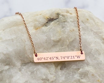 Personalised Coordinate Necklace / Latitude Longitude / Birthday, Valentine's day or Christmas gift for girlfriend, mum, gift for her