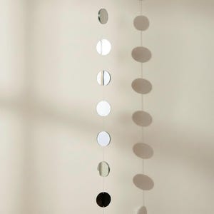 Cadena de luces con espejo de cristal grande, círculos grandes de 5 cm, atrapasol colgante, decoración de jardín colgante, atrapasol de jardín, decoración de árbol