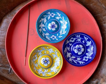 Handmade Ceramic Incense Holder, Jaipur Pottery Incense Holder, Handpainted Incense Stick Holder, Floral Incense Burner, Bohemian Decor