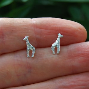 Tiny Giraffe 925 Sterling Silver Stud Earrings, Giraffe Stud Earrings, Sterling Silver Giraffe Studs, Tiny Giraffe Earrings