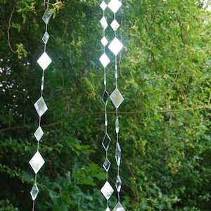 Long Mirror Garland, Glass Mirror String Light Catcher, Hanging Sun Catcher, Hanging Garden Decor, Garden Sun Catcher, Tree Decoration