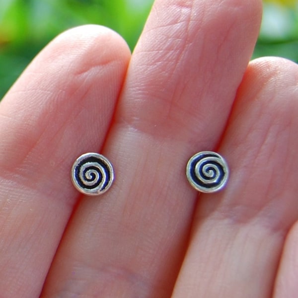 Spiral Sterling Silver Stud Earrings, Tiny Spiral Studs, Tiny Earrings, Closed Spiral Studs, Simple Studs, Silver Spiral Studs