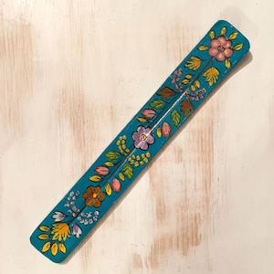 Handpainted Wooden Incense Stick Holder, Boho Incense Burner, Floral Incense Holder, Rajasthani Painting, Bohemian Incense Holder