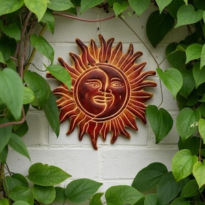 Ceramic Sun Wall Plaque, Smiling Sun Face Pottery Wall Hanging, Hanging Sun Ornament, Ceramic Sun Face, Ceramic Sun for Wall, Sun Wall Decor