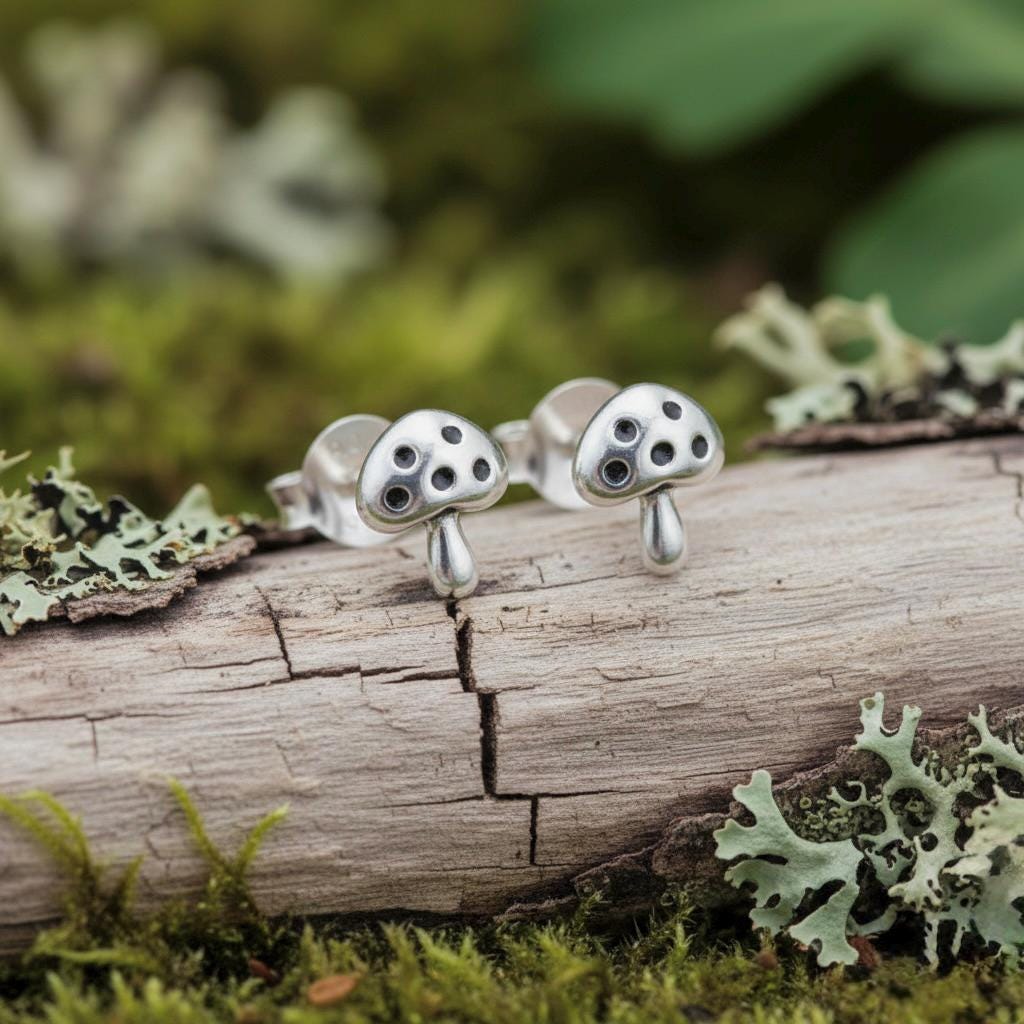 Mushroom Stud Earrngs n Sterlng Slver - Etsy