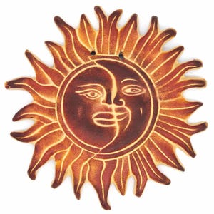 Ceramic Sun Wall Plaque, Smiling Sun Face Pottery Wall Hanging, Hanging Sun Ornament, Ceramic Sun Face, Ceramic Sun for Wall, Sun Wall Decor