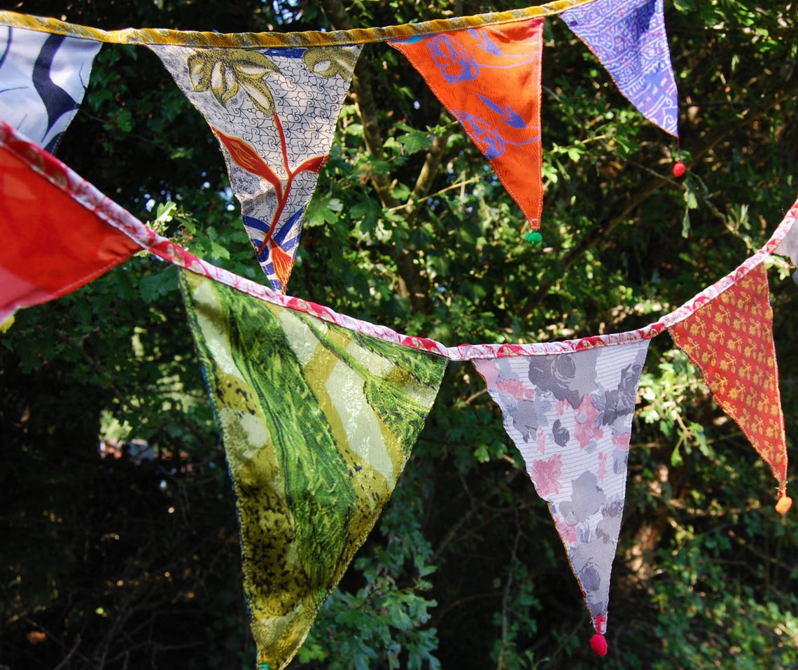 Sari Bunting 2 Metres, Recycled Bunting Handmade From Sari Offcuts ...