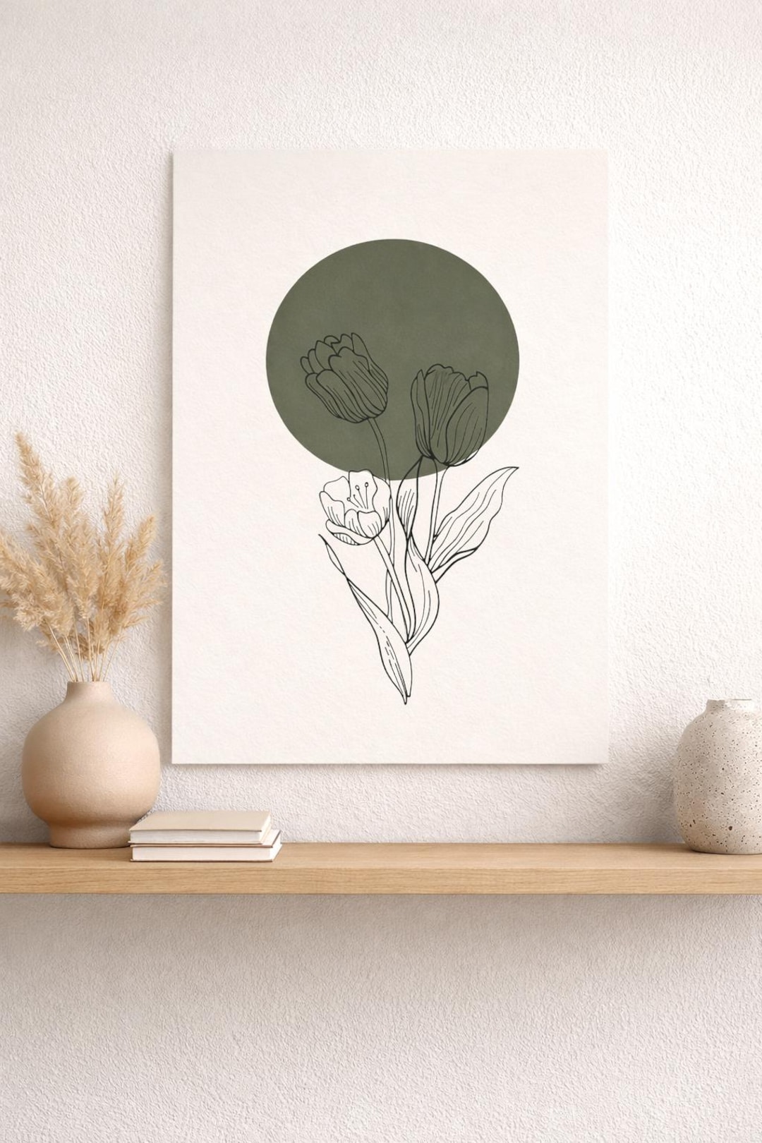 Mid Century Modern Tulip Canvas Print | Minimalist Line Art - Etsy
