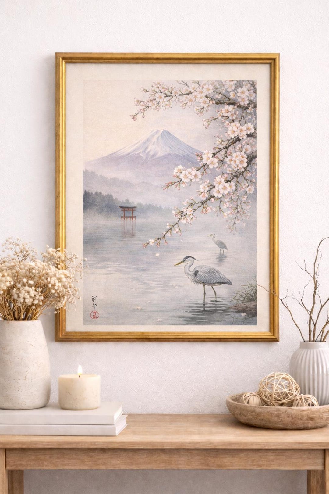 Mount Fuji Canvas Print | Japanese Woodblock Art, Cherry Blossom - Etsy