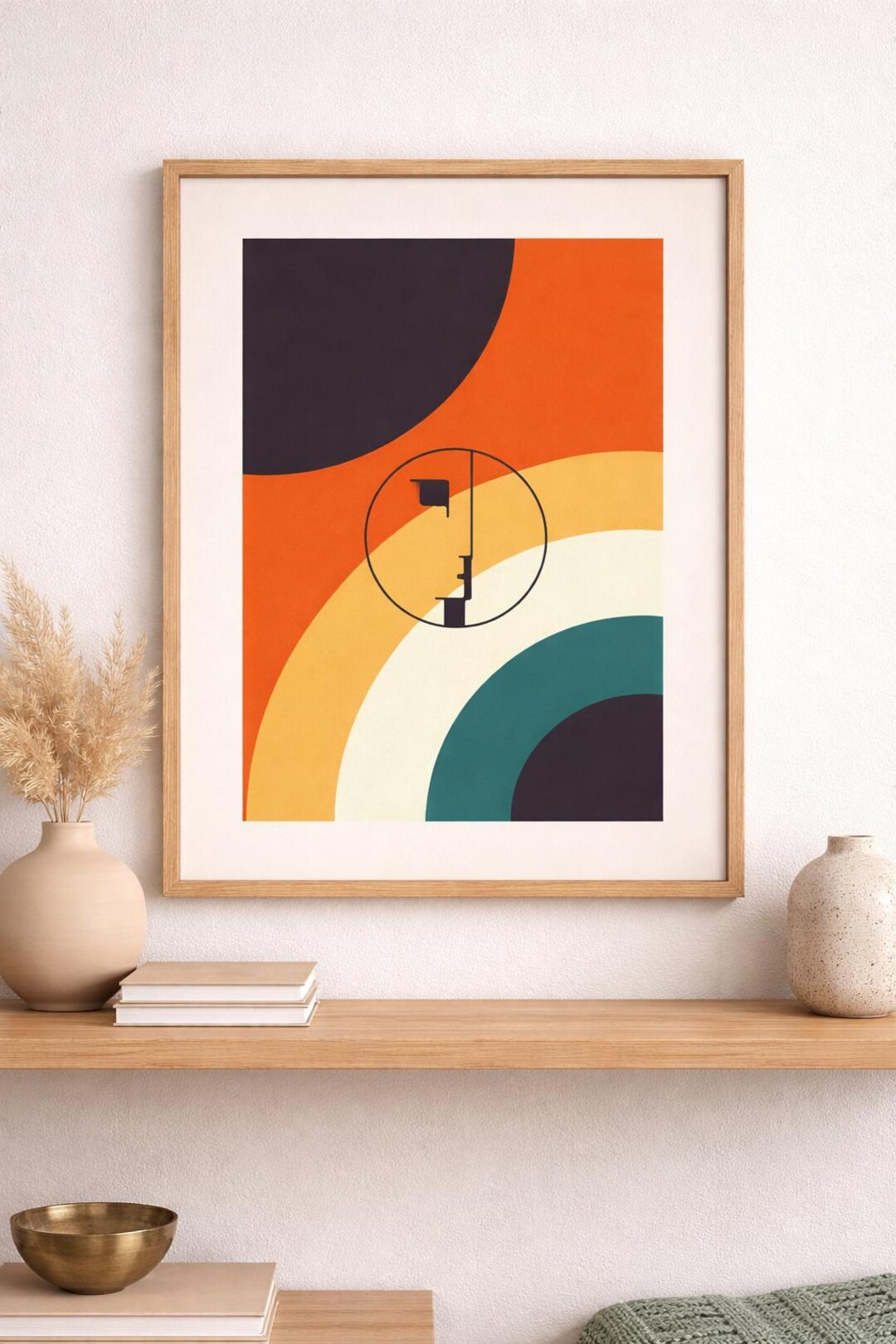 Mid Century Modern Face Canvas Print | Retro Geometric Abstract Art - Etsy