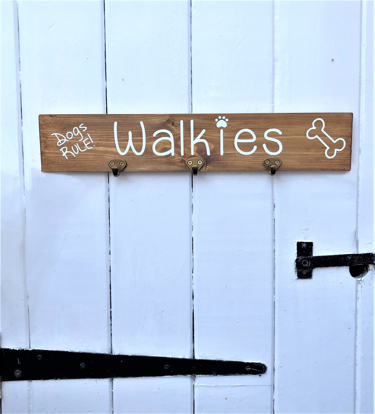 Dog collar and lead hanger wall plaque with hooks wooden Etsy