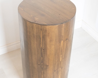 Large cylinder pedestal stand. Dark brown large circle pedestal stand for heavy plants and sculptures