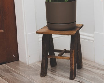 Dark Lobster Trap Plant Stand. Reclaimed wooden plant stand made with salvaged lobster trap wood.