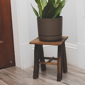 Dark Lobster Trap Plant Stand. Reclaimed wooden plant stand made with salvaged lobster trap wood.