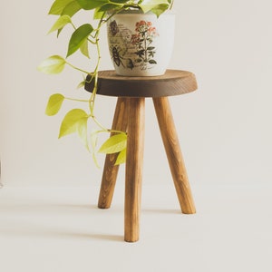 Reclaimed Wooden Handmade Tripod Stool. The Morrison Tripod Stool. Handcrafted in PEI image 1