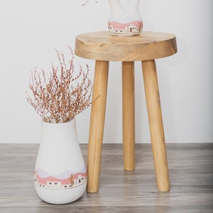 Rustic Tripod Thick top Stool. the Ornati Reclaimed Wooden Tripod
