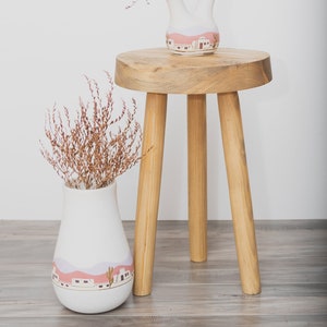 Rustic Tripod Thick-top Stool. "The Ornati" Reclaimed Wooden Tripod Stool