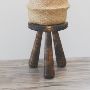 Club-legged Stool. Reclaimed Tripod Wooden Club legged Stool