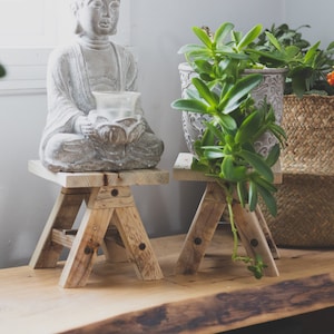 Hergebruikte plantenstandaard voor kreeftenval: klein houten raamdecor