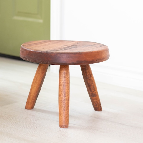 American Walnut "Berger" stool inspired tripod stool. Reclaimed wooden berger style walnut stool