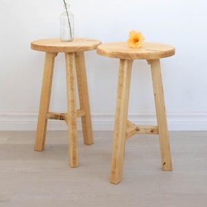 Handmade Reclaimed Wood Tripod Stool: Modern End Table
