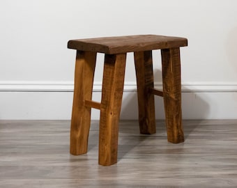 Rustic Farmhouse Brown Table made from reclaimed wood. Vintage brown side table handmade from recycled material