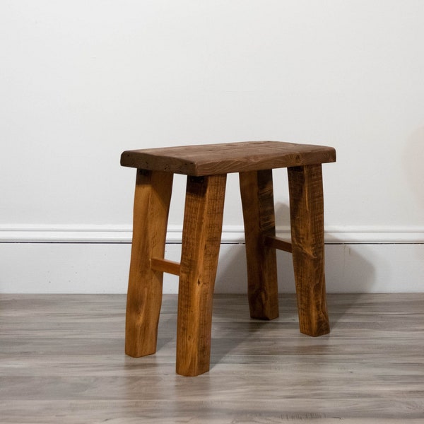 Rustic Farmhouse Brown Table made from reclaimed wood. Vintage brown side table handmade from recycled material