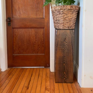 Farmhouse Box Pedestal Stand. Rustic Beam Style Pedestal Plant Stand