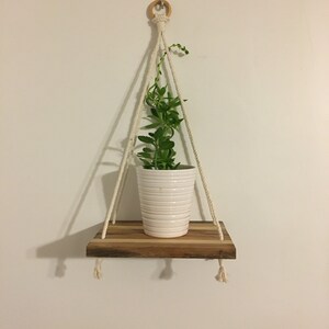 Handmade Reclaimed Wood Floating Shelf: Rustic Plant Hanger