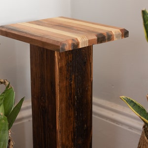 Reclaimed Barnboard Pedestal Plant Stand. 100% Salvaged Handmade Wooden Rustic Style Corner Stand image 8