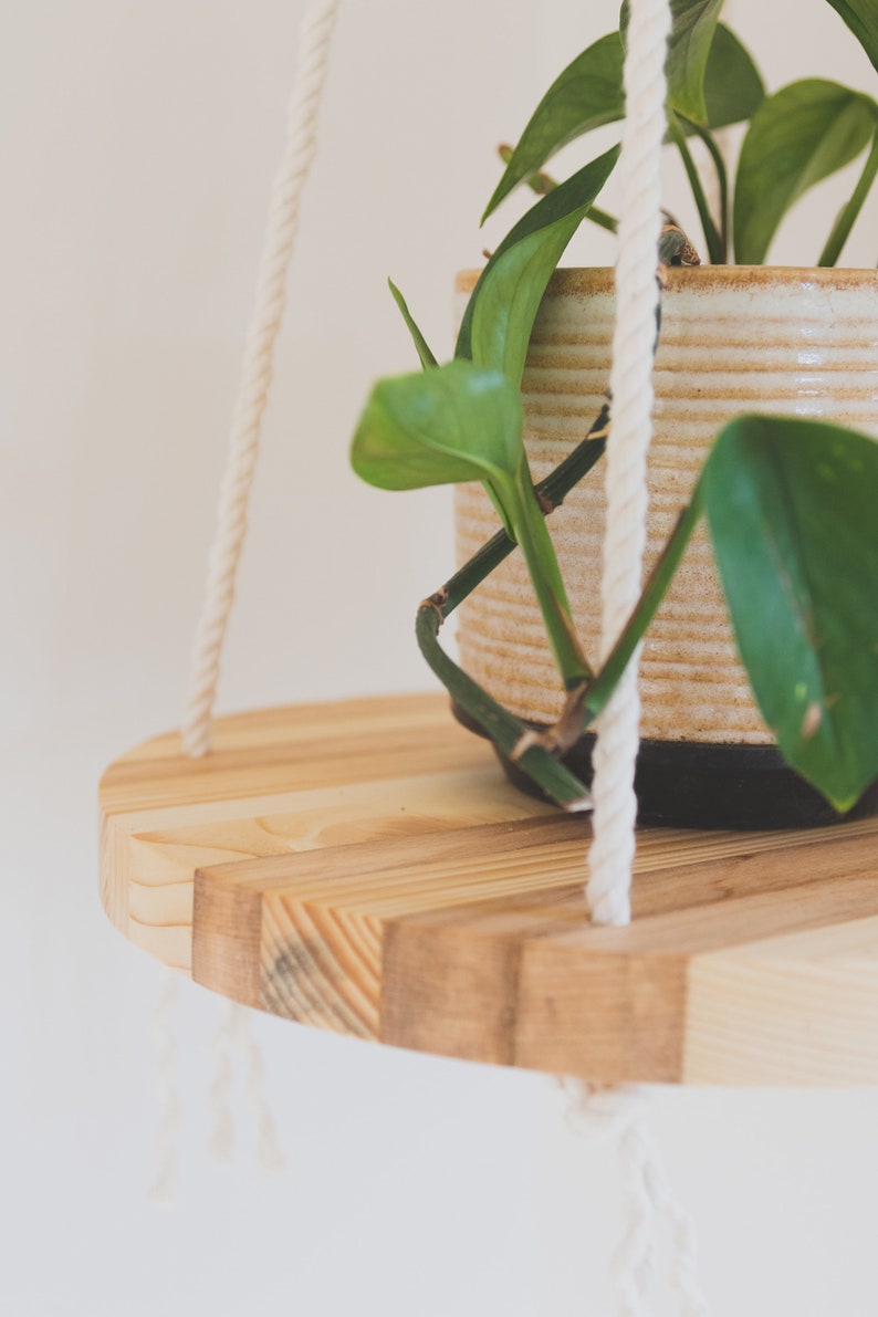 Hardwood Mixed Round Floating Shelf. Reclaimed Wooden Circle Floating Shelf image 9