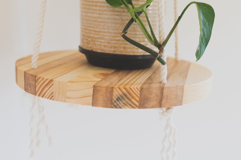 Hardwood Mixed Round Floating Shelf. Reclaimed Wooden Circle Floating Shelf image 8