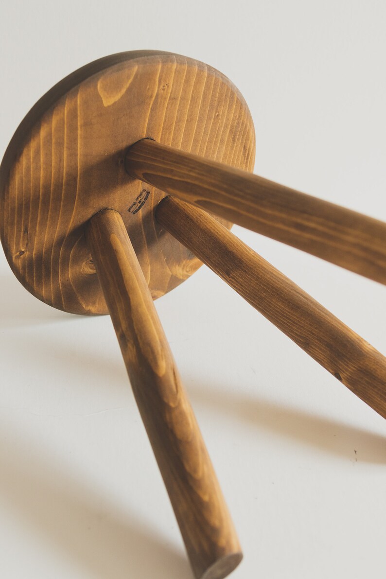 Reclaimed Wooden Handmade Tripod Stool. The Morrison Tripod Stool. Handcrafted in PEI image 5