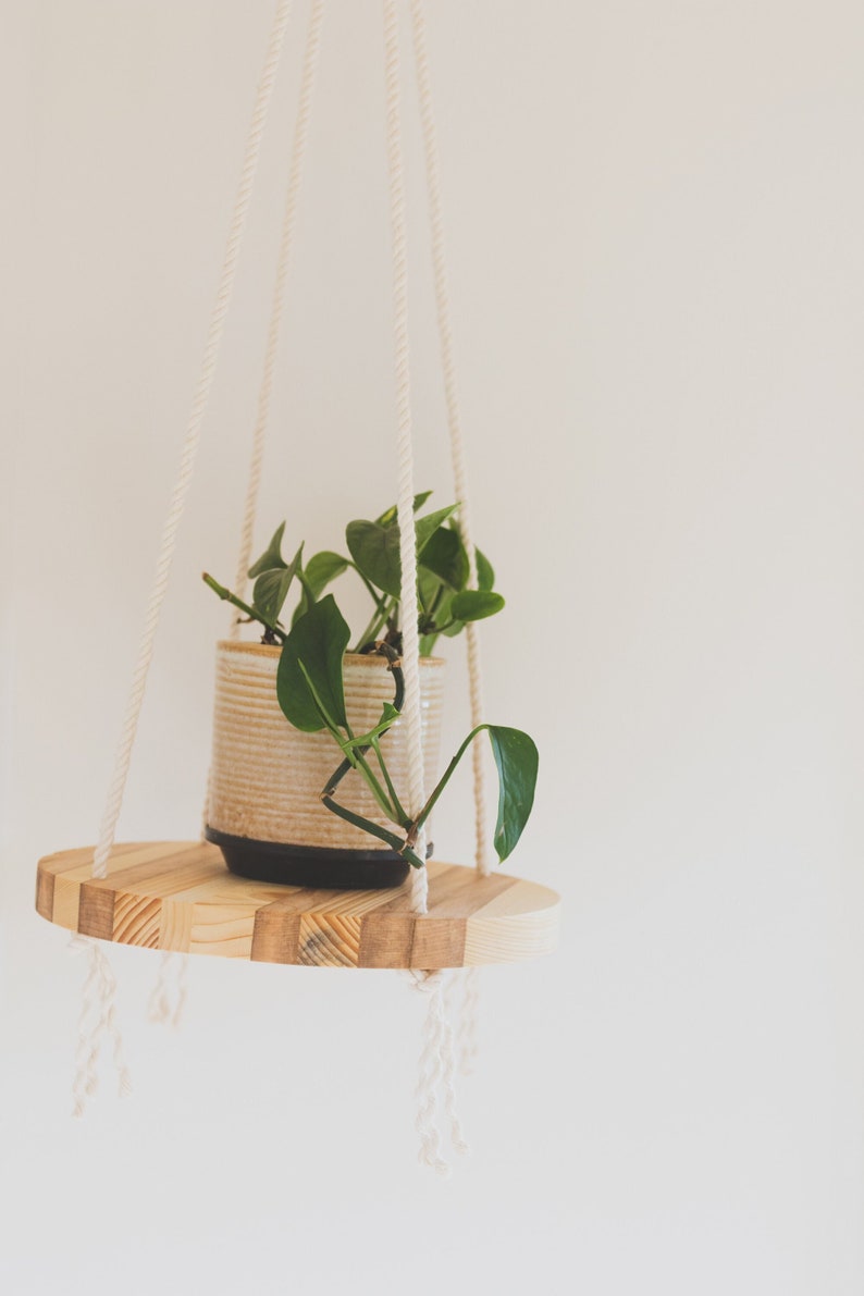 Hardwood Mixed Round Floating Shelf. Reclaimed Wooden Circle Floating Shelf image 1