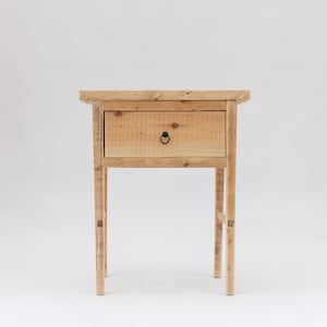 Reclaimed Wood Nightstand: Handmade Rustic Bedside Table with Drawer