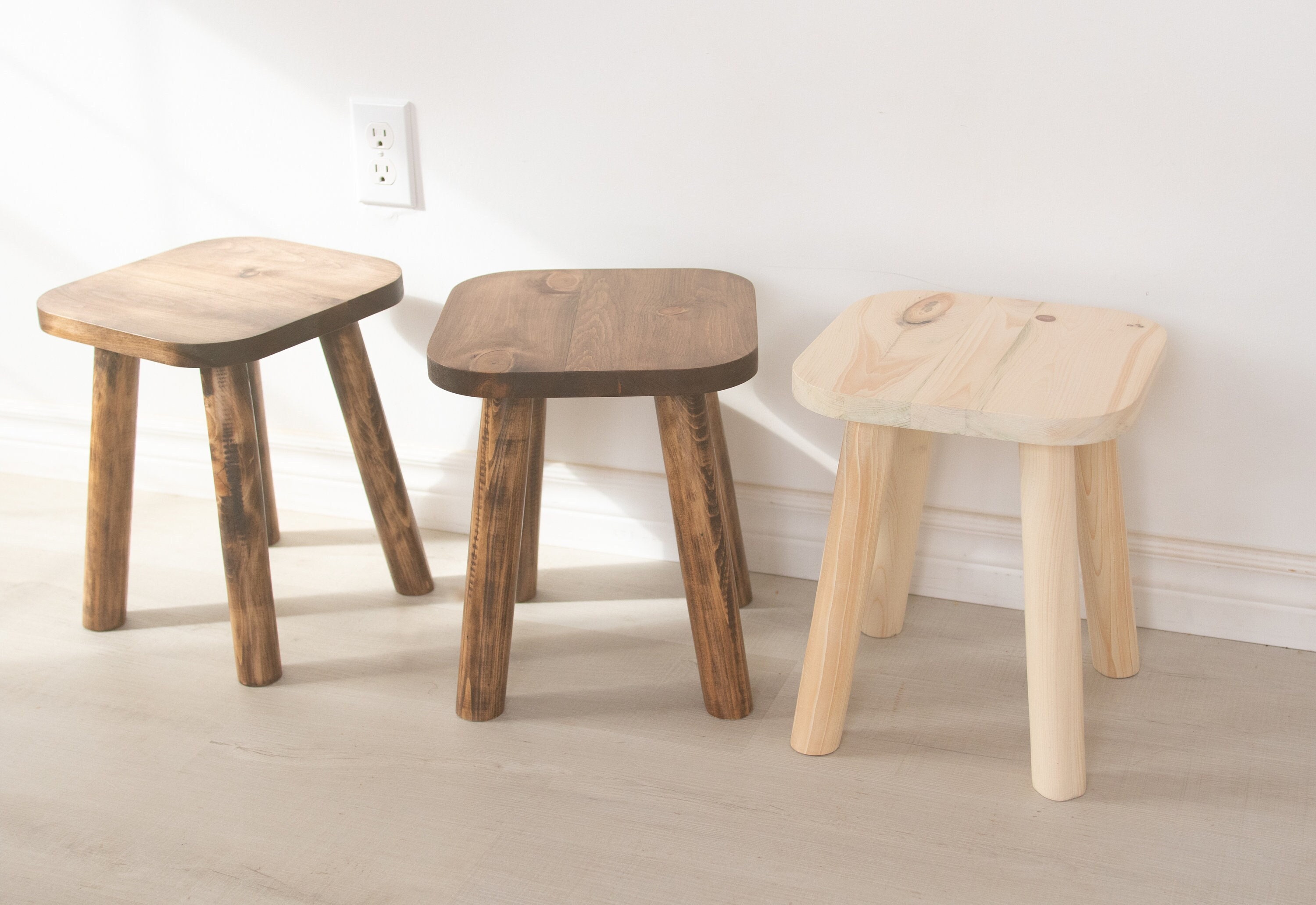 The olive Stool. Four Legged Stool With Squared Top Made From Reclaimed Wood. Custom Sizable 4 Leg Stool Handmade in Canada Etsy