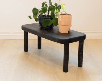 Modest Black Contemporary Table. Simple Living Black long and short wooden plant stand