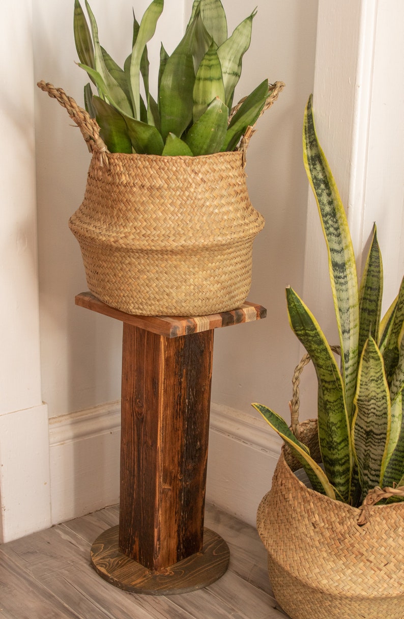 Reclaimed Barnboard Pedestal Plant Stand. 100% Salvaged Handmade Wooden Rustic Style Corner Stand image 4